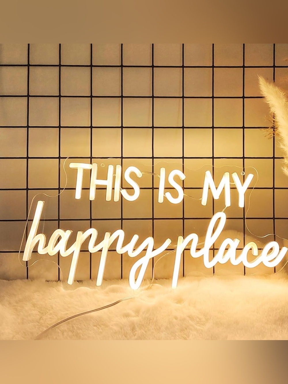 "This Is My Happy Place" Warm White Neon Sign